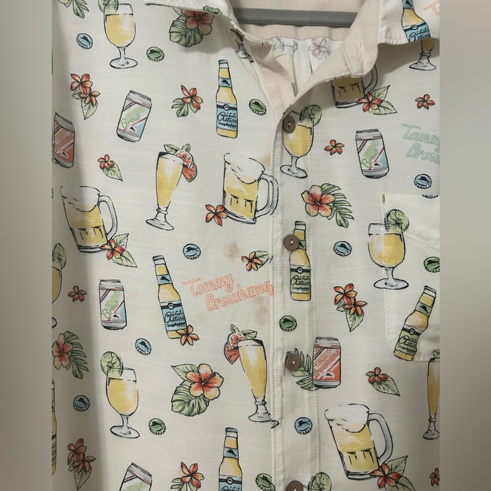 Big & Tall Tommy Bahama Veracruz Cay Brewhama Sport Shirt 2XL - Picture 4 of 7